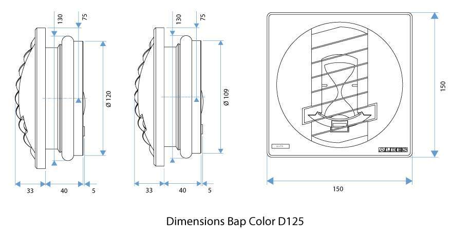 dimensions bouche bap color aldes