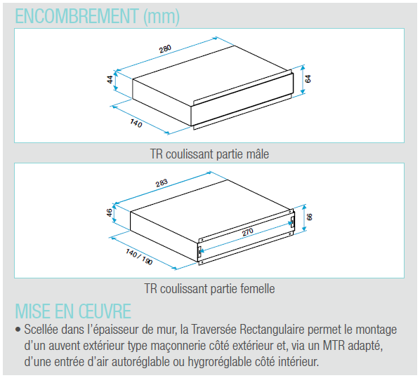 manchon tr aldes dimensions