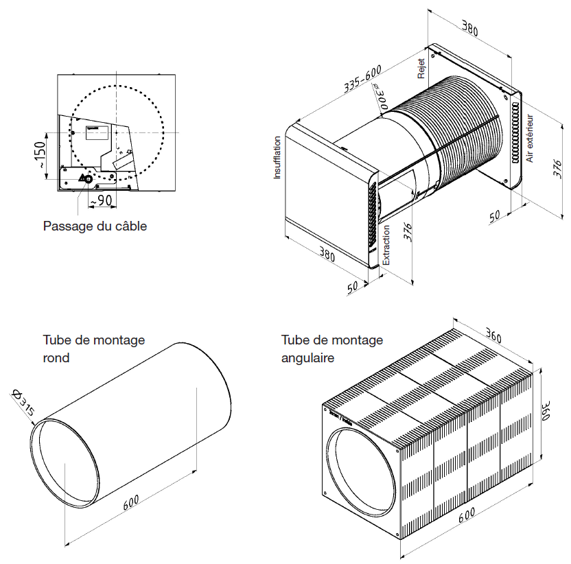 comfospot 50 zehnder dimensions