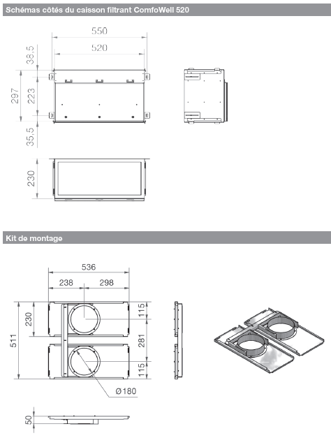 comfowell 520 zehnder caisson dimensions2